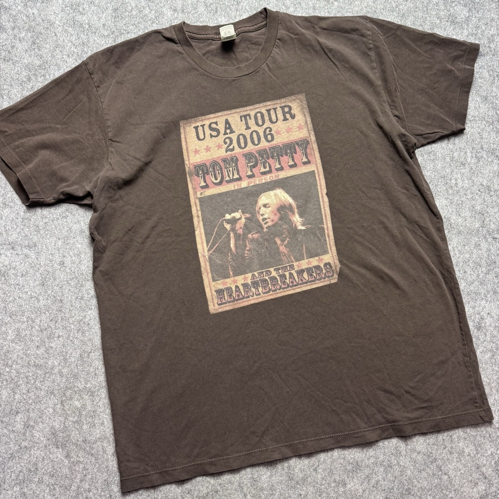 Vintage Tom Petty Shirt Mens L Brown Gaziani By Alstyle USA Tour 2006 Tee